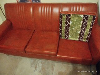 Sillón y Sofá Vintage Piel Marrón/Rojo