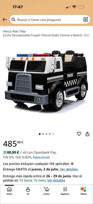 Coche eléctrico infantil con mando