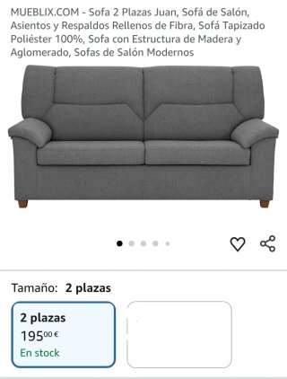 MUEBLIX - Sofa 2 Plazas Juan, Sofá de Salón, Gris