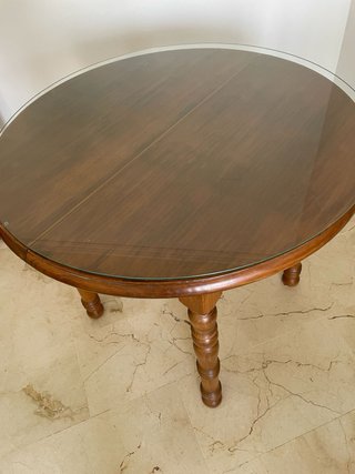 Mesa redonda madera y cristal con 4 sillas