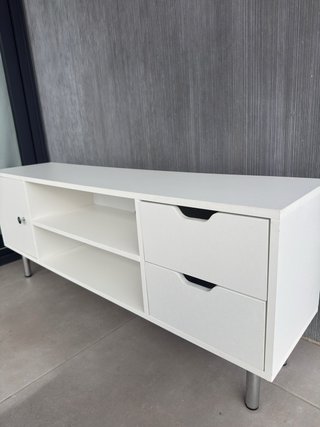 Mueble TV 120cm Blanco y Plata