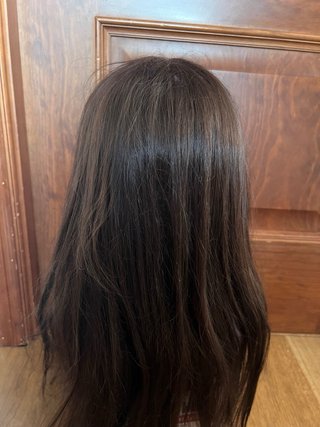 Cabeza maniquí pelo largo castaño para aprender