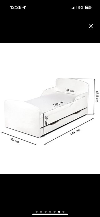 Cama infantil blanca 70x140 cm