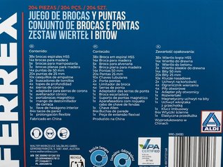 Maletín Juego Brocas y Puntas Ferrex 204 Piezas