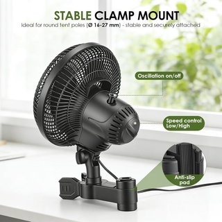 Ventilatore Grow Clip 25W 22cm 2 Velocità