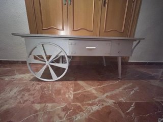Mesita salón madera - hierro forjado 60x117x45