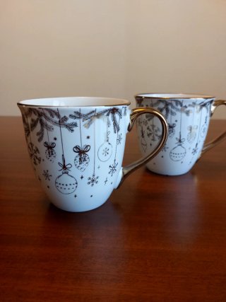 Coppia Mug Oro Natale Porcellana