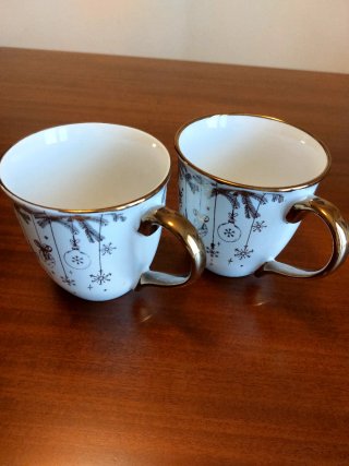 Coppia Mug Oro Natale Porcellana