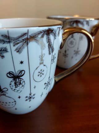 Coppia Mug Oro Natale Porcellana