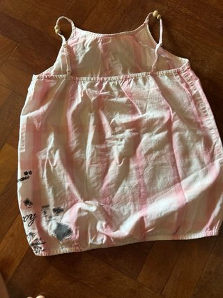 Camiseta Roxy tirantes cuadros rosa y blanco