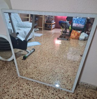 Espejo Pared Madera Gris Perla