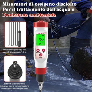Misuratore Ossigeno Acqua DO 0-40mg/L LCD