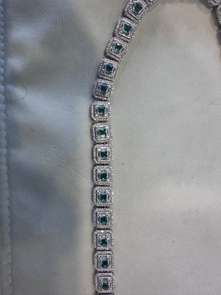 COLLAR + PULSERA DE PLATA CON CIRCONITAS VERDES