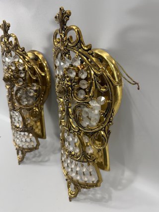 Pareja apliques vintage latón y cristal