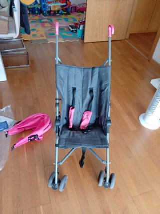 Carrito Paraguas Asalvo Gris y Rosa