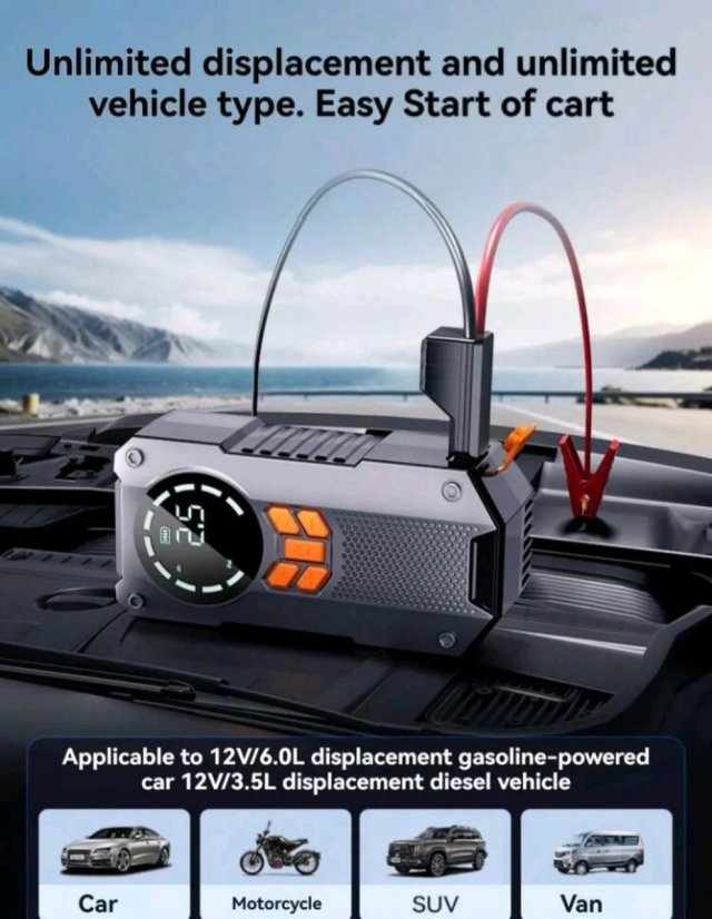 Arrancador Coche 1500mAh y Compresor Aire