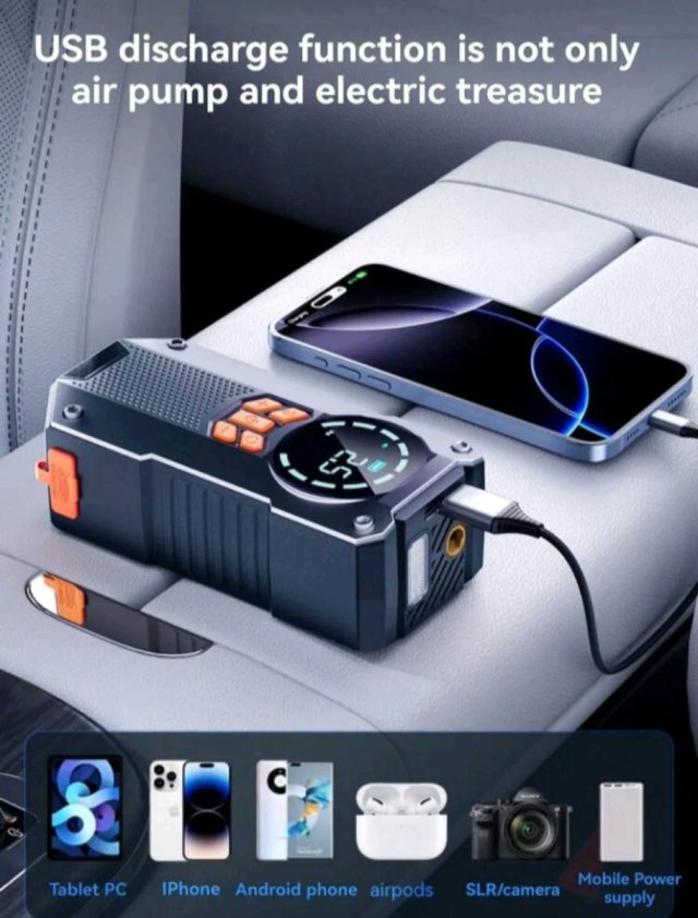 Arrancador Coche 1500mAh y Compresor Aire