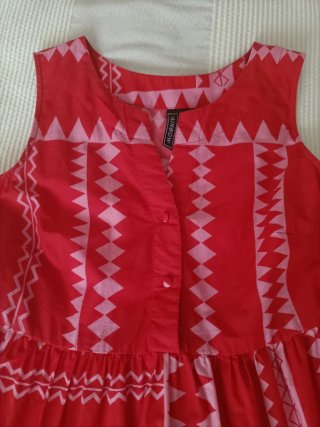 Abito donna rosso con fantasia