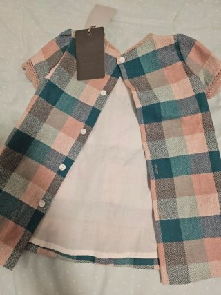 Vestido de cuadros rosa y verde