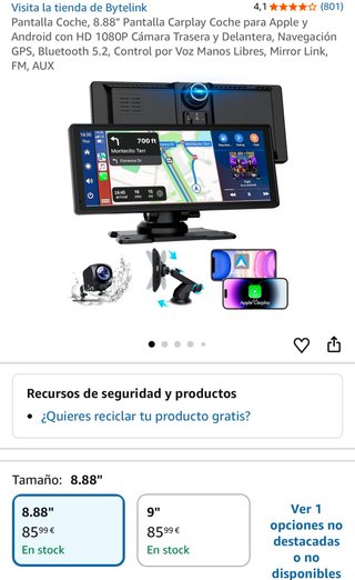 Pantalla Carplay y Android 8.88 HD 1080P