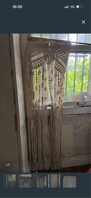 Cortina Macramé Beige Algodón