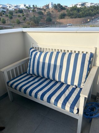 Sofá y butaca terraza madera blanco