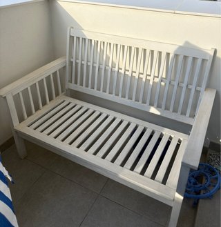 Sofá y butaca terraza madera blanco