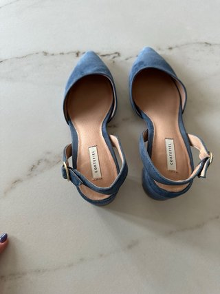 Sandalias de tacón azul Cortefiel