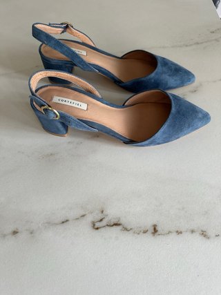 Sandalias de tacón azul Cortefiel