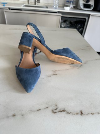 Sandalias de tacón azul Cortefiel