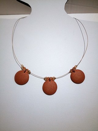 Collana Acciaio Vetro Cristalli Oro Arancio