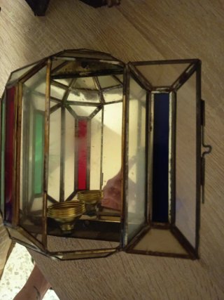 Conjunto Farol Artesanal Vidrieras