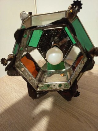 Conjunto Farol Artesanal Vidrieras