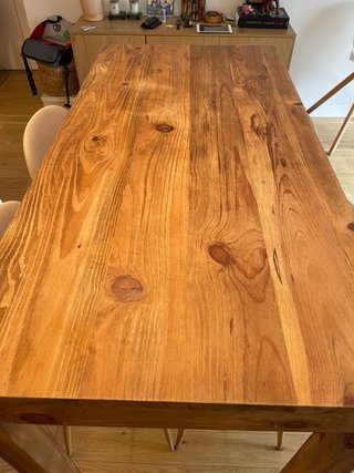 Mesa madera olivo y 4 sillas