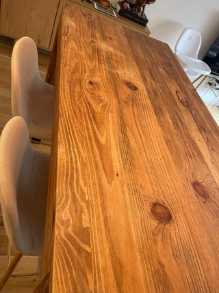 Mesa madera olivo y 4 sillas