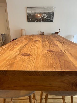 Mesa madera olivo y 4 sillas