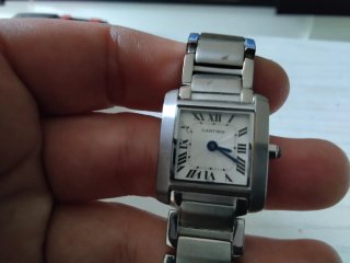 Reloj Cartier Tank Mujer Plata y Blanco