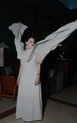 Vestido largo blanco diseño exclusivo