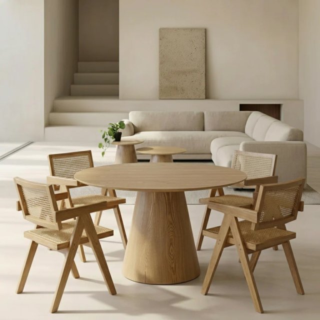 MESA DE COMEDOR REDONDA ROBLE Ø120 Cm ELENA