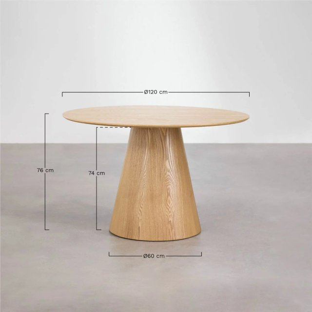MESA DE COMEDOR REDONDA ROBLE Ø120 Cm ELENA