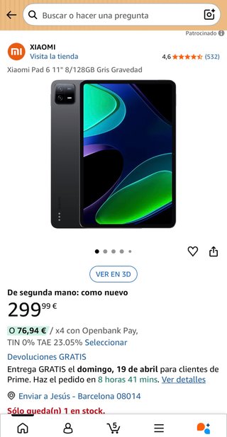 Xiaomi Pad 6 128GB Nero