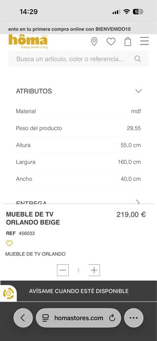 Mueble TV Orlando Beige Homa