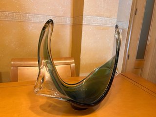 Jarrón Murano Vidrio Verde Transparente