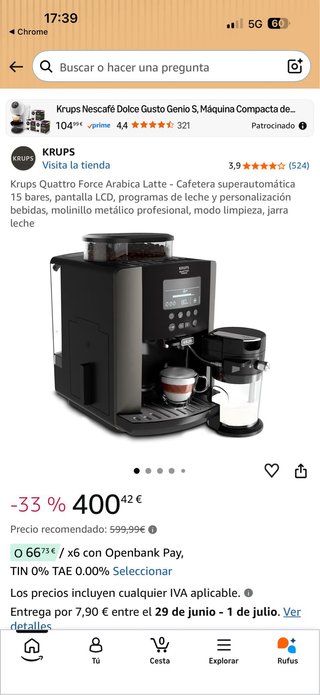 Cafetera Krups Quattro Force