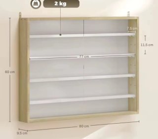 Vitrina Pared Madera y Cristal