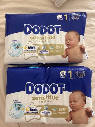 Pack Dodot Sensitive Talla 1 (2-5 kg)