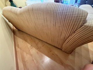 Sofá de 3 plazas beige y blanco