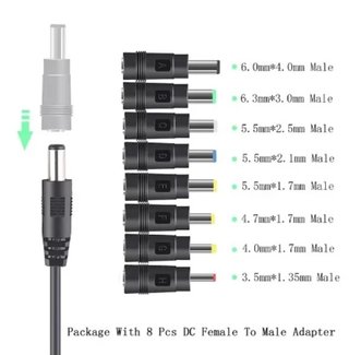 Cable USB a Jack 12V con Adaptadores