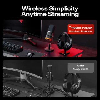 Maono microfono wireless + braccio gaming podcast