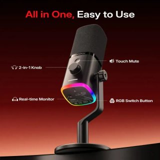 Maono microfono wireless + braccio gaming podcast
